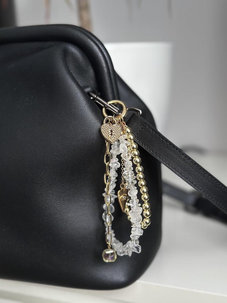 Обвес с сердцем-замочком и камнями (позолота)