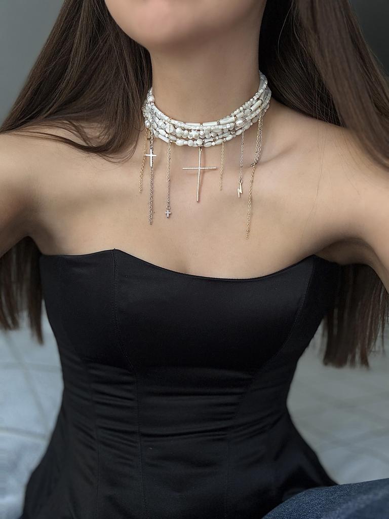 Многорядное колье Light Side Of The Moon (биколор)