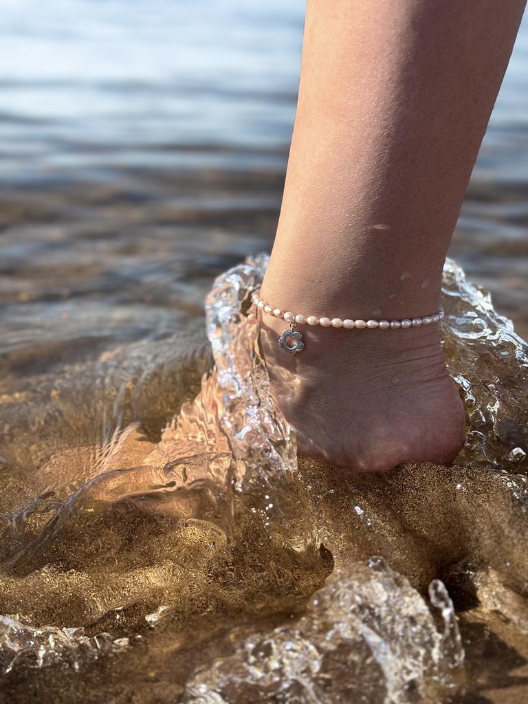 Анклет из натурального жемчуга (родий)