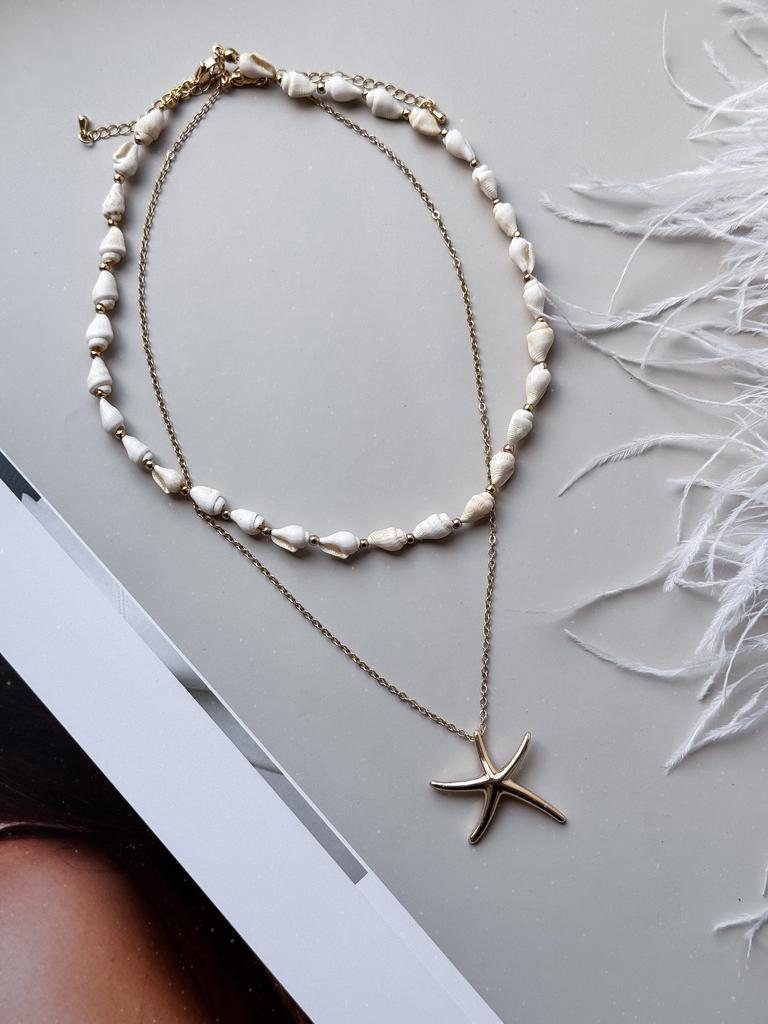 Пляжный сет с ракушками (позолота)