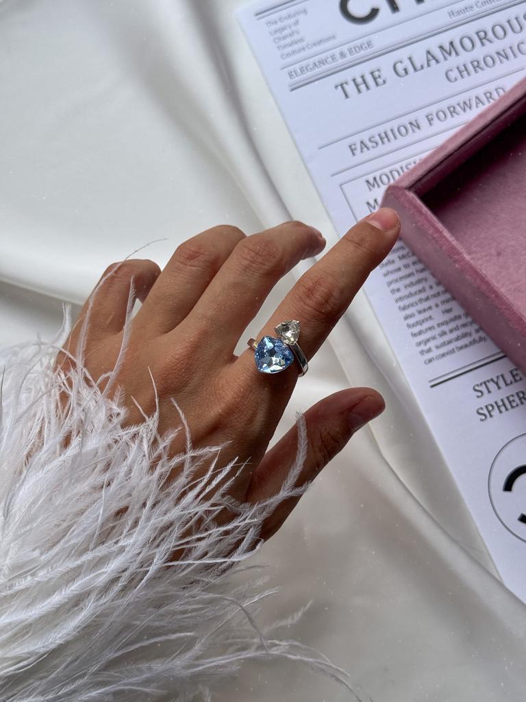 Кольцо Blue Curacao (родий)