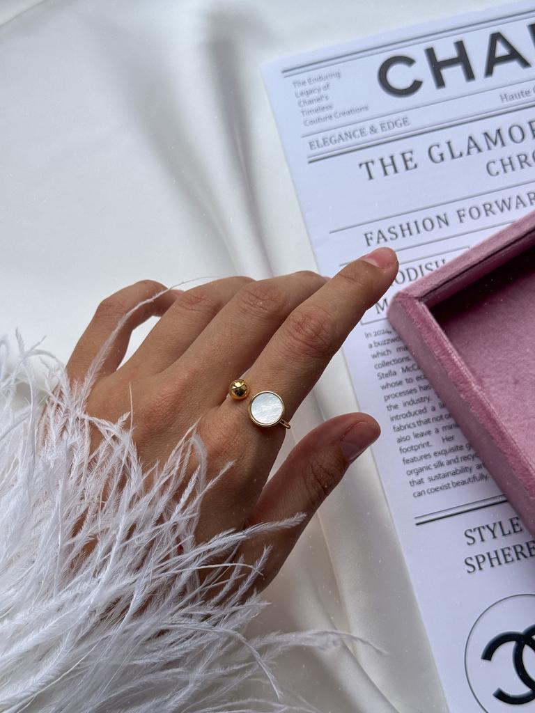 Кольцо Lesley с перламутром (позолота)