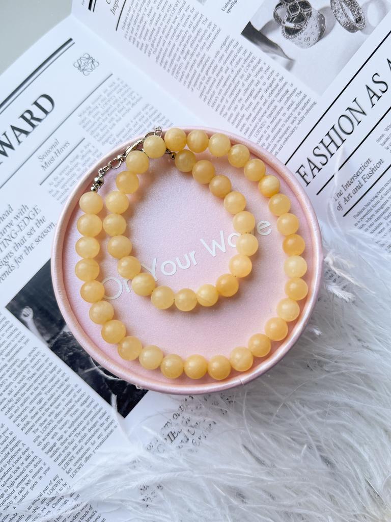 Чокер из кальцита Yellow Stone (родий)