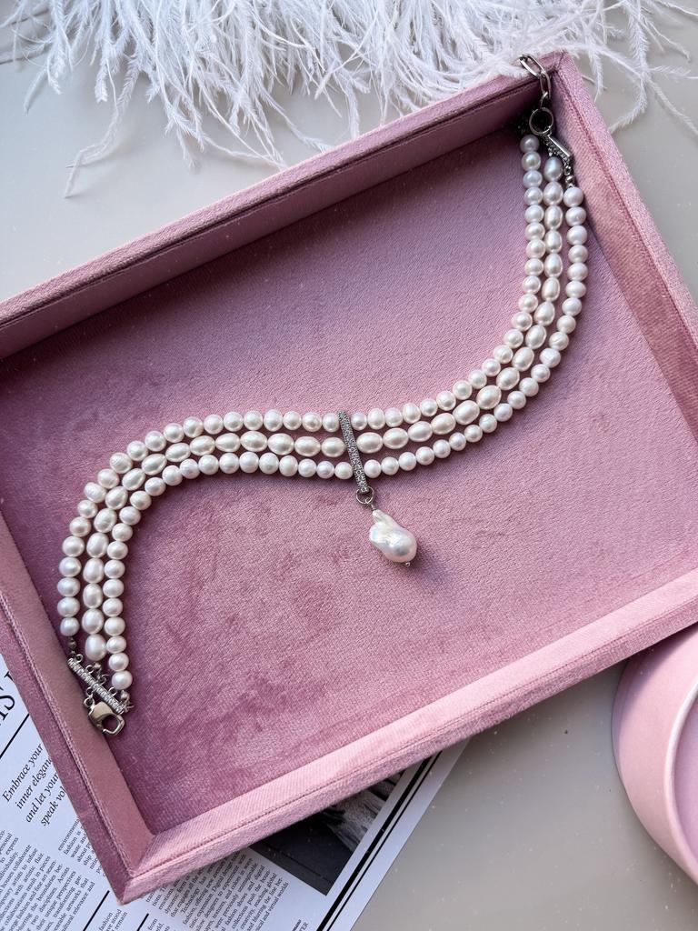 Колье Lady с барочной жемчужиной (родий)