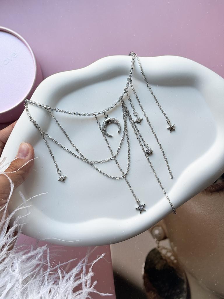 Чокер Liberty из хрусталя с лунницей (родий)