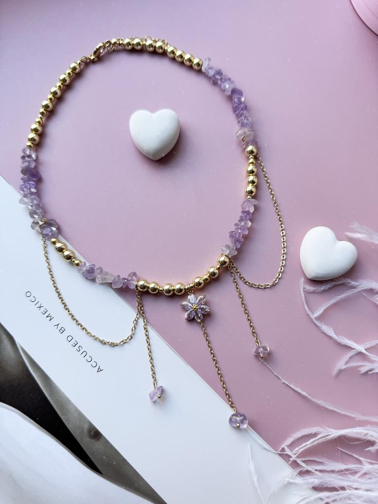 Чокер Ametyst из натурального аметиста (позолота)