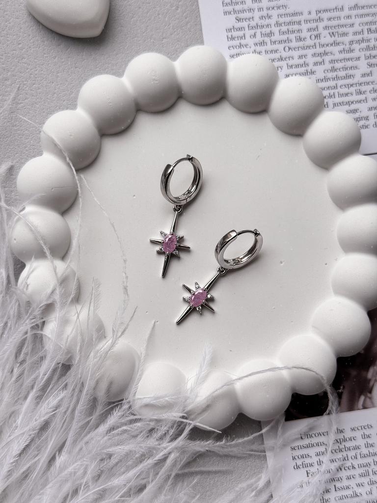 Серьги Pink Star (родий)