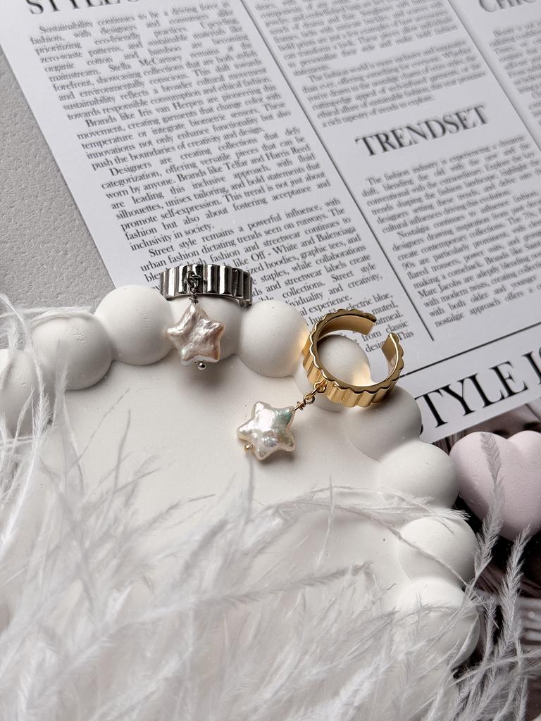 Кольцо Pearl Star с натуральным жемчугом (родий / позолота)