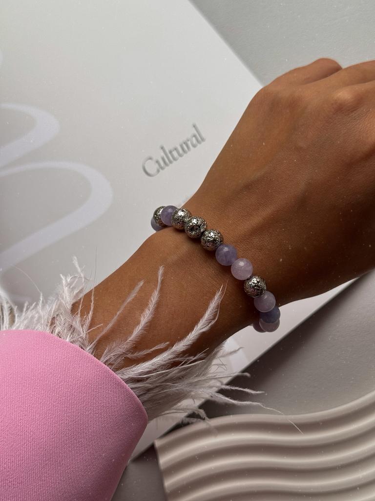 Браслет Ametyst из аметиста на резинке (родий)