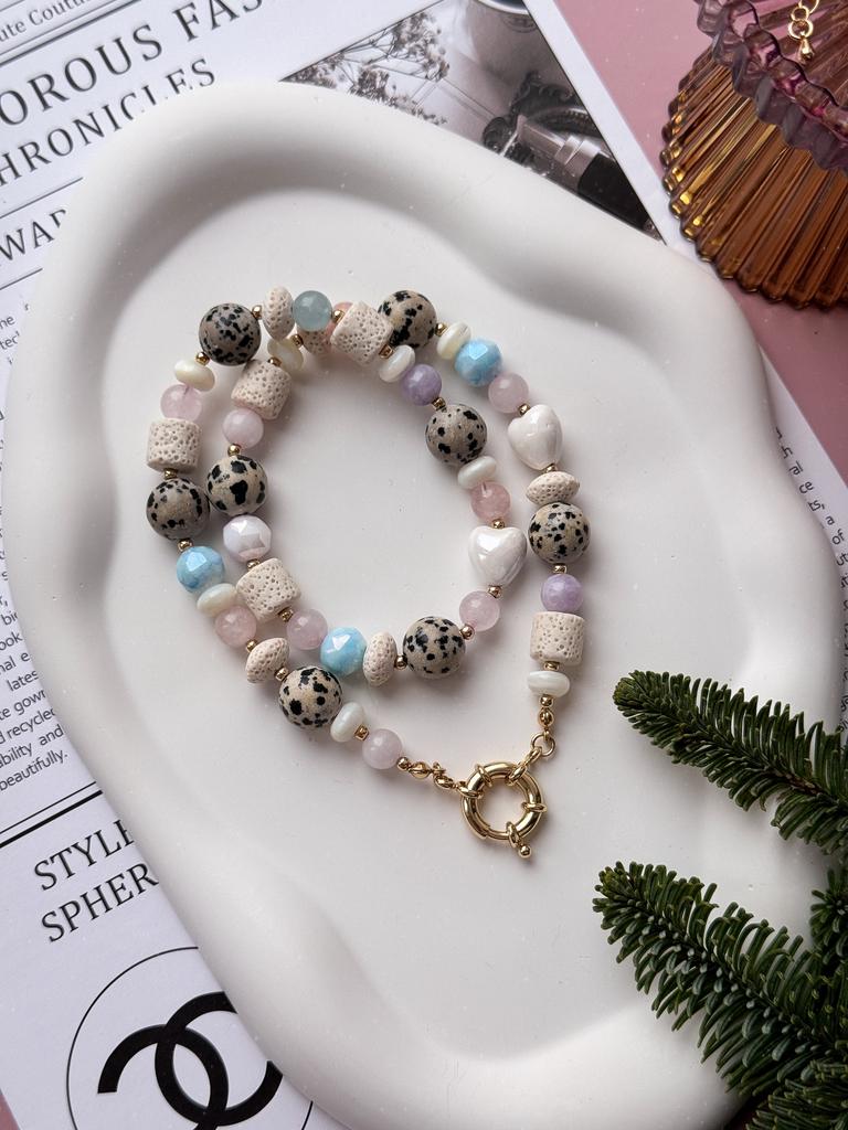 Чокер Dot из натуральных камней (позолота)