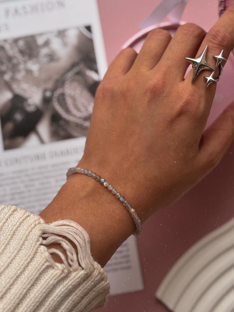 Браслет Curve из лабрадора (родий)