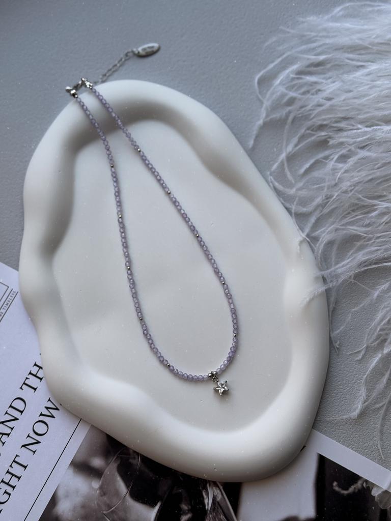 Чокер из сиреневого циркона Crystal Light (родий)