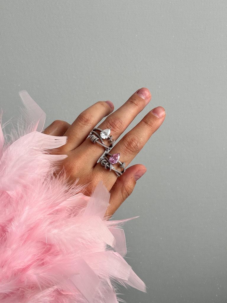 Кольцо - антистресс с динамичными подвесками (родий)