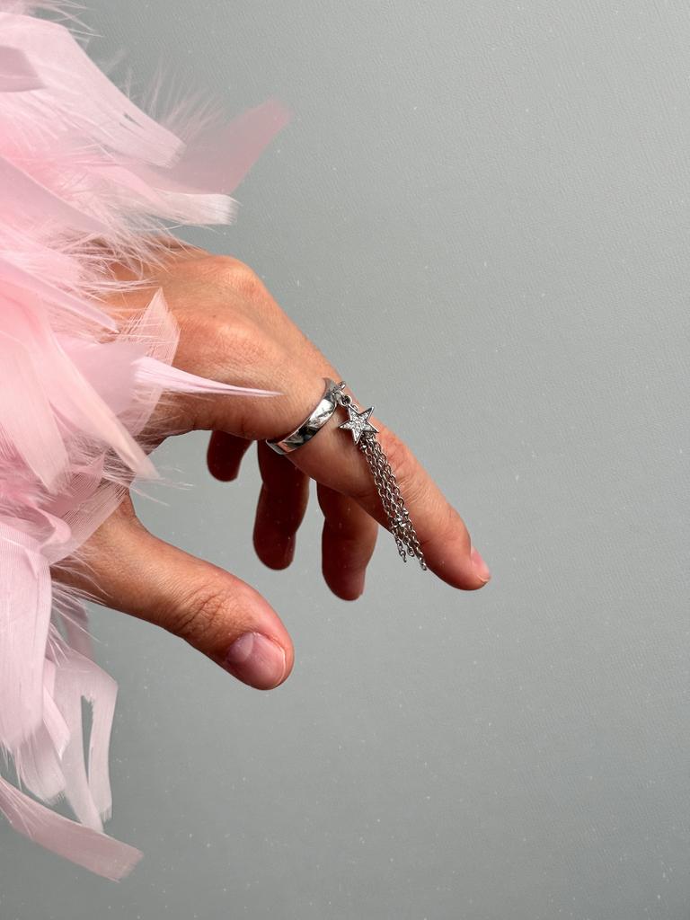 Кольцо с цепочками (родий)