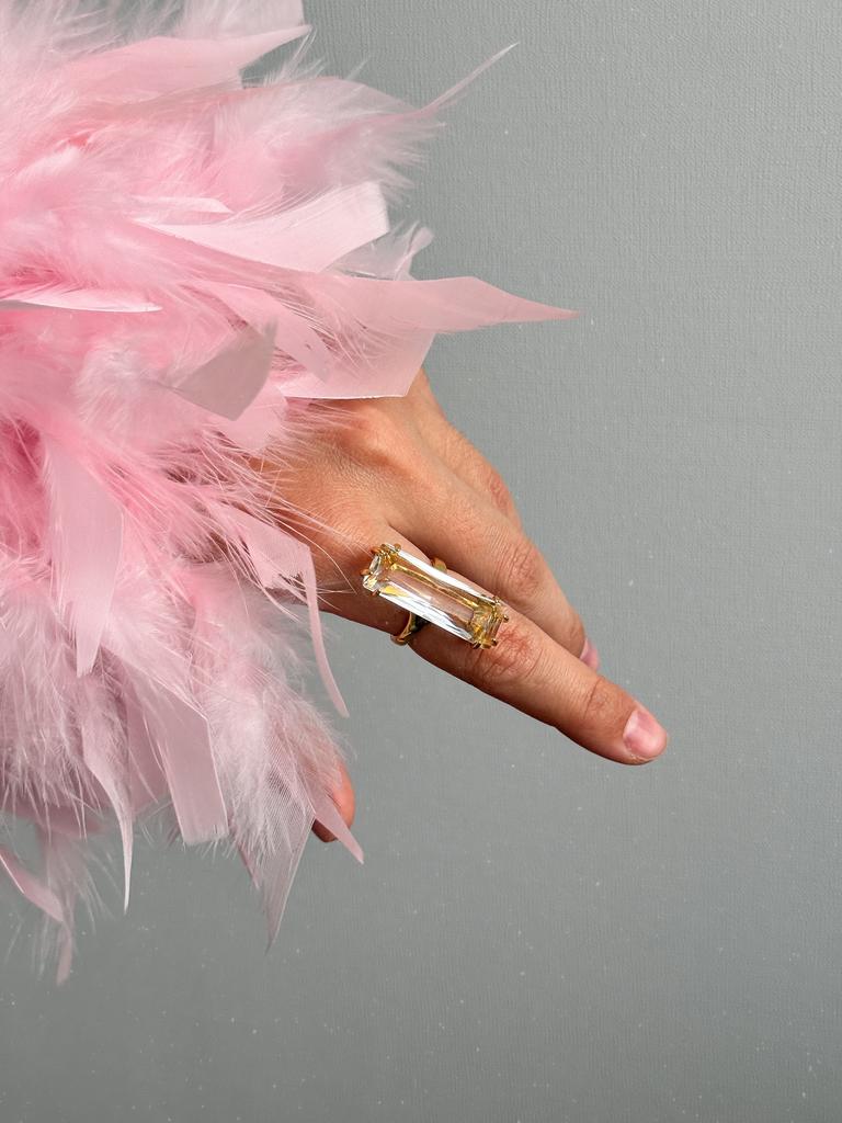 Кольцо с прозрачным кристаллом (позолота)