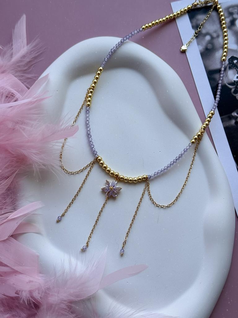 Чокер из циркона и гематита (позолота)