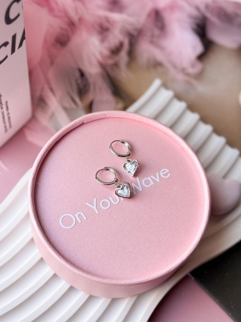 Серьги с сердцами (родий)