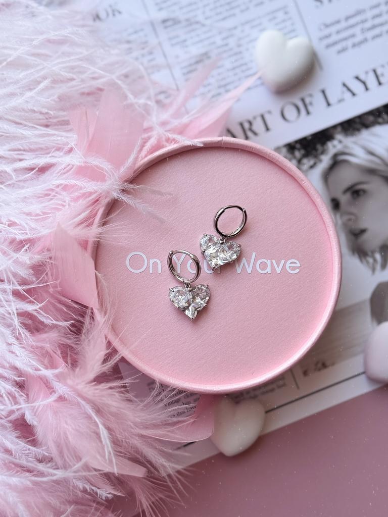 Серьги Hearts (родий)
