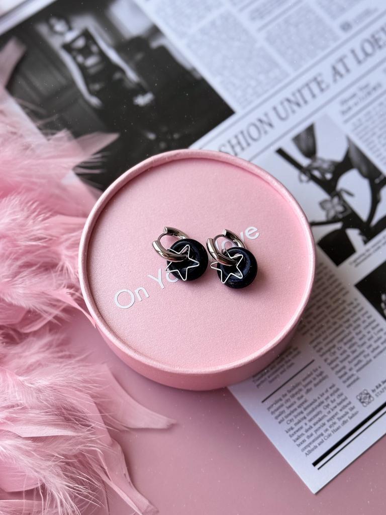 Серьги с авантюрином (родий)