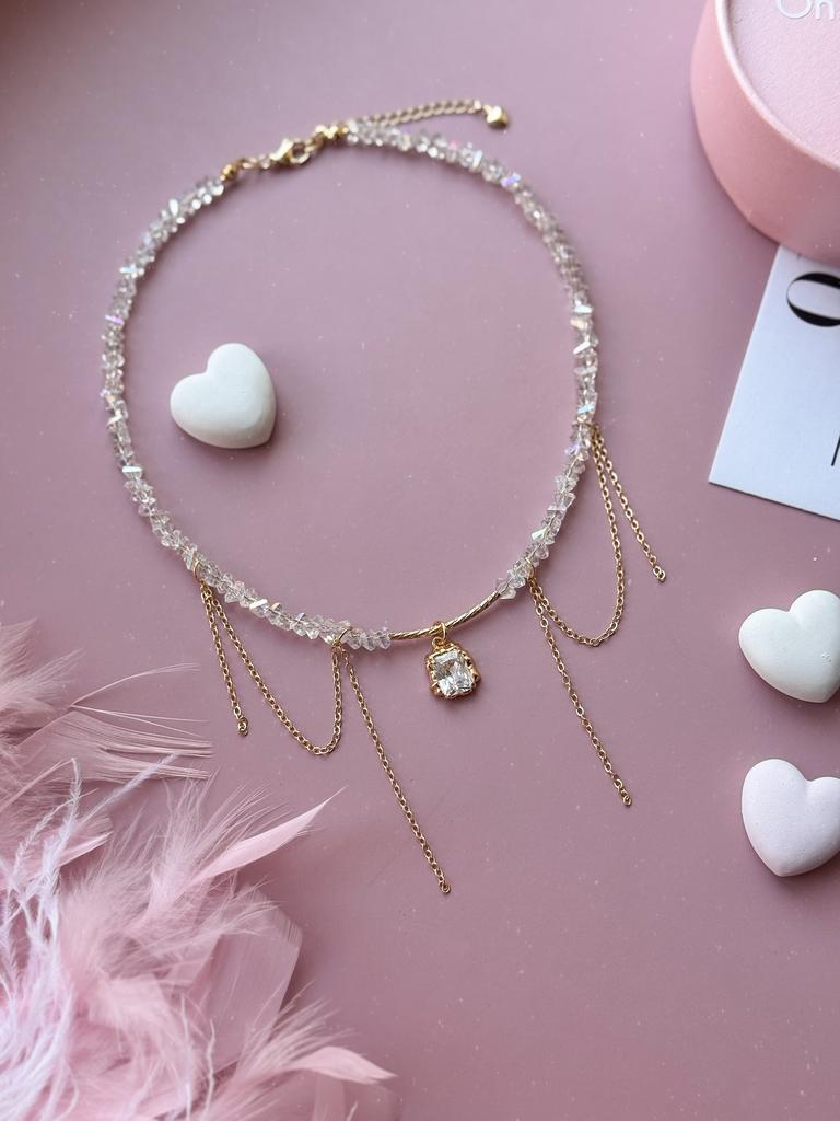 Чокер из ювелирного стекла (позолота)