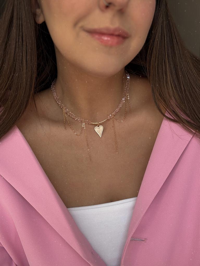 Чокер из ювелирного стекла с перламутром (позолота)