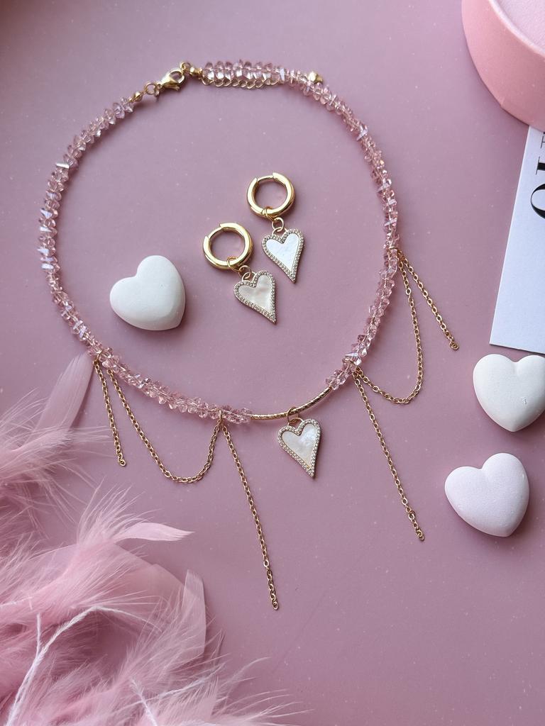 Комплект из ювелирного стекла и перламутра (позолота)