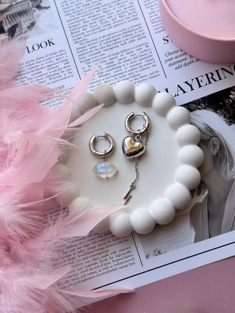 Серьги-трансформеры с горным хрусталем (родий)