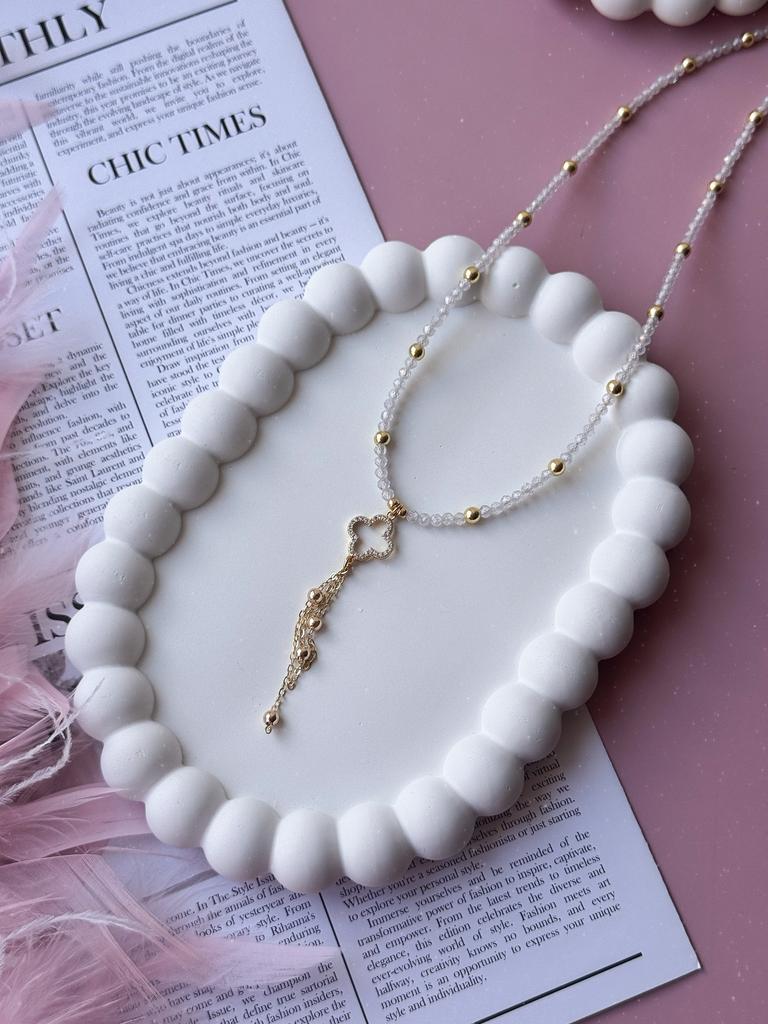 Чокер из циркона с клевером (позолота)