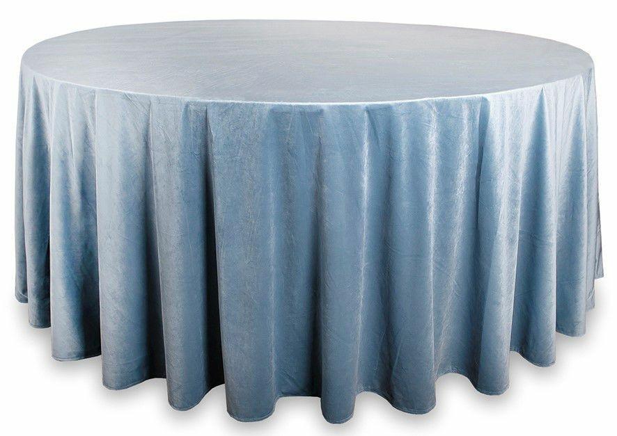 Круглая  скатерть 330 см  "Пыльно-синяя" бархат
