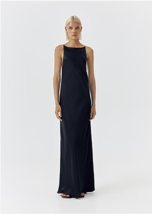 Open back halter dress