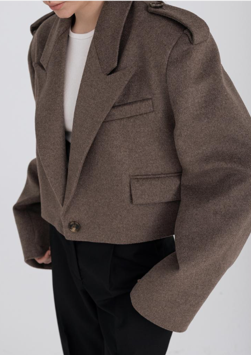 100% wool cropped coat