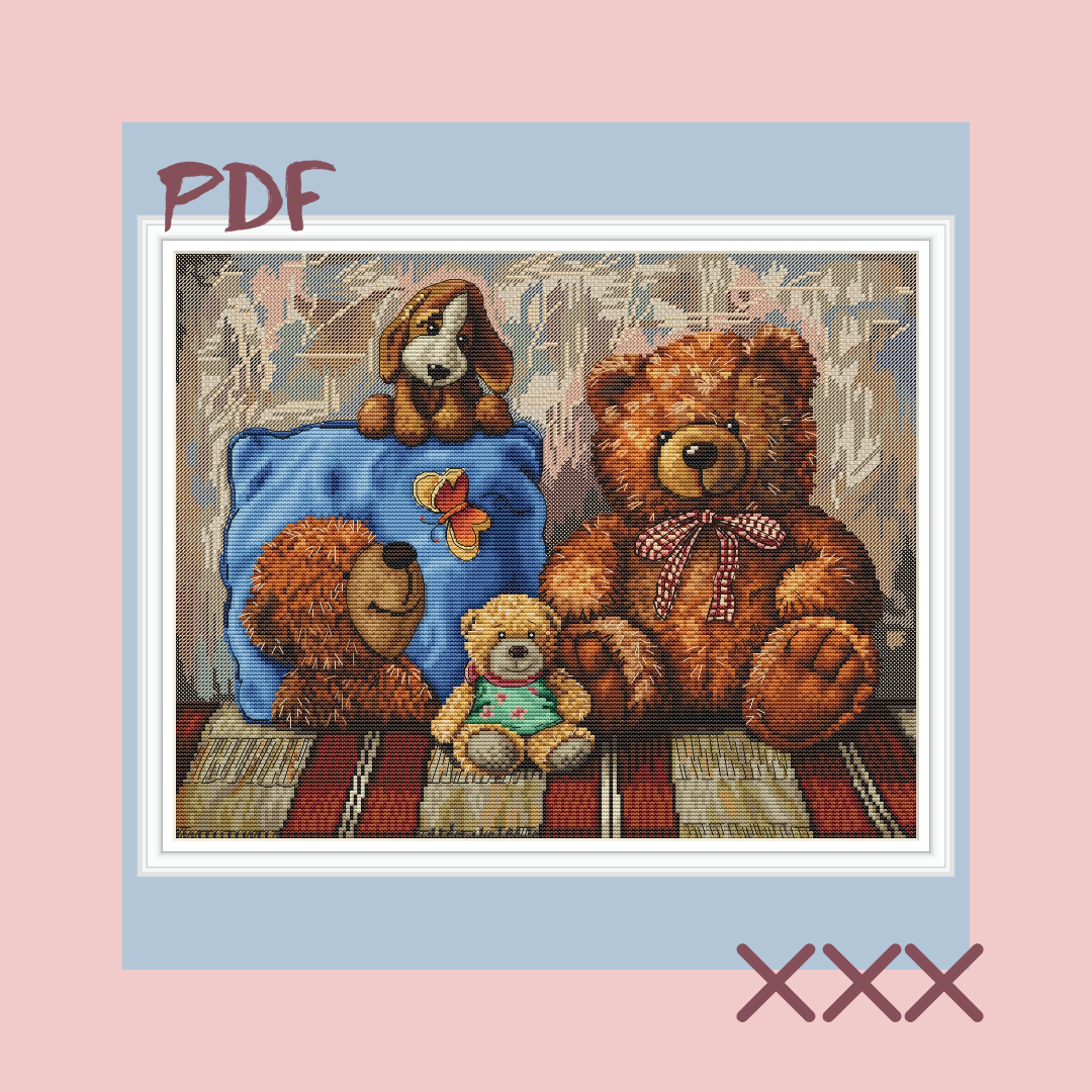 Схема для вышивки крестом "Мишки для малышки""