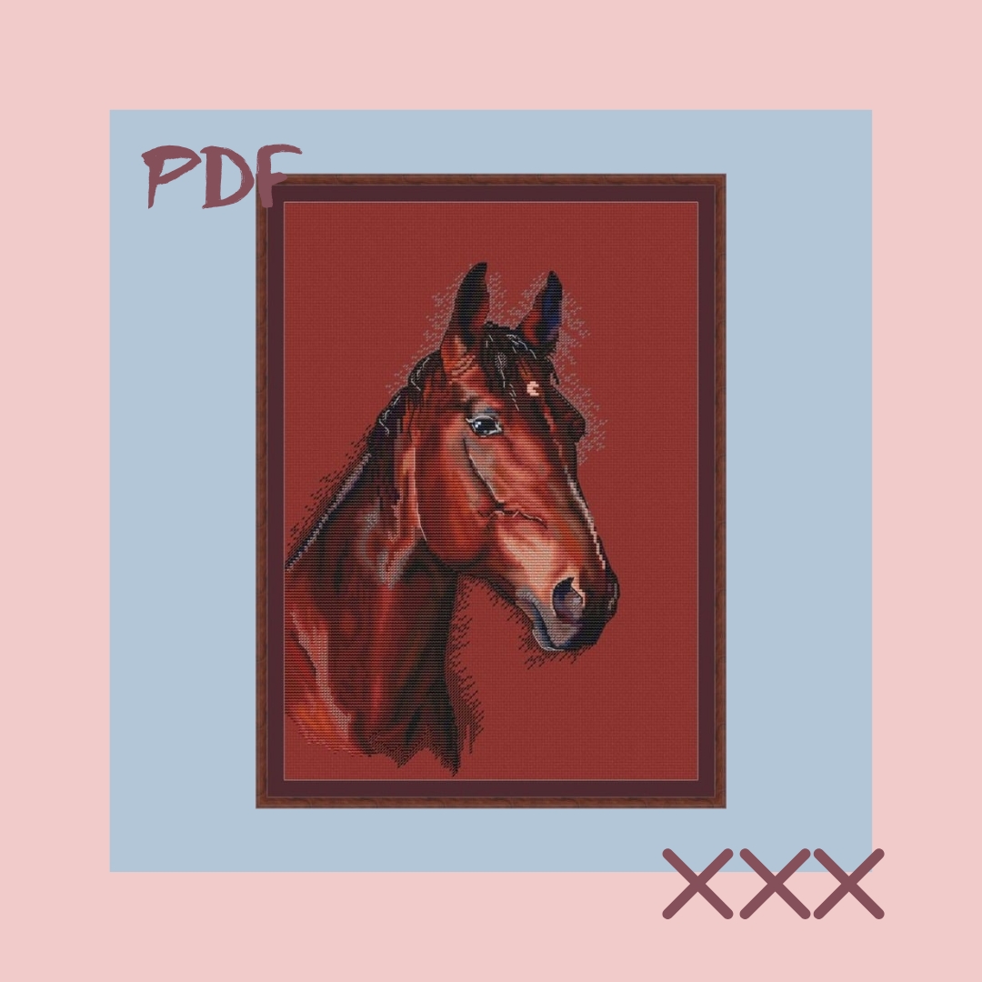 Схема для вышивки крестом Красный конь