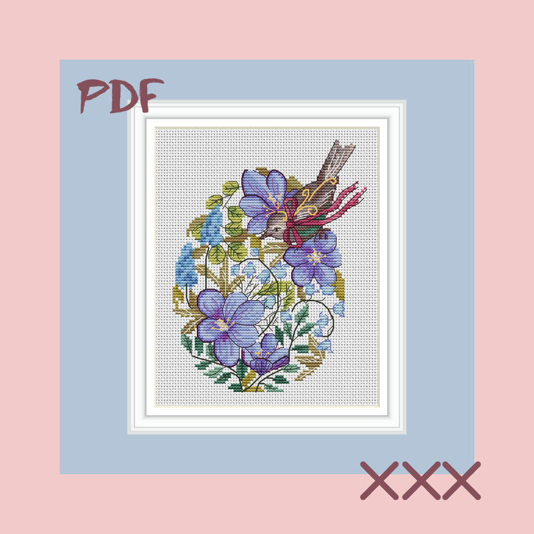 Схема для вышивки крестом "Пасхальные птички-3""