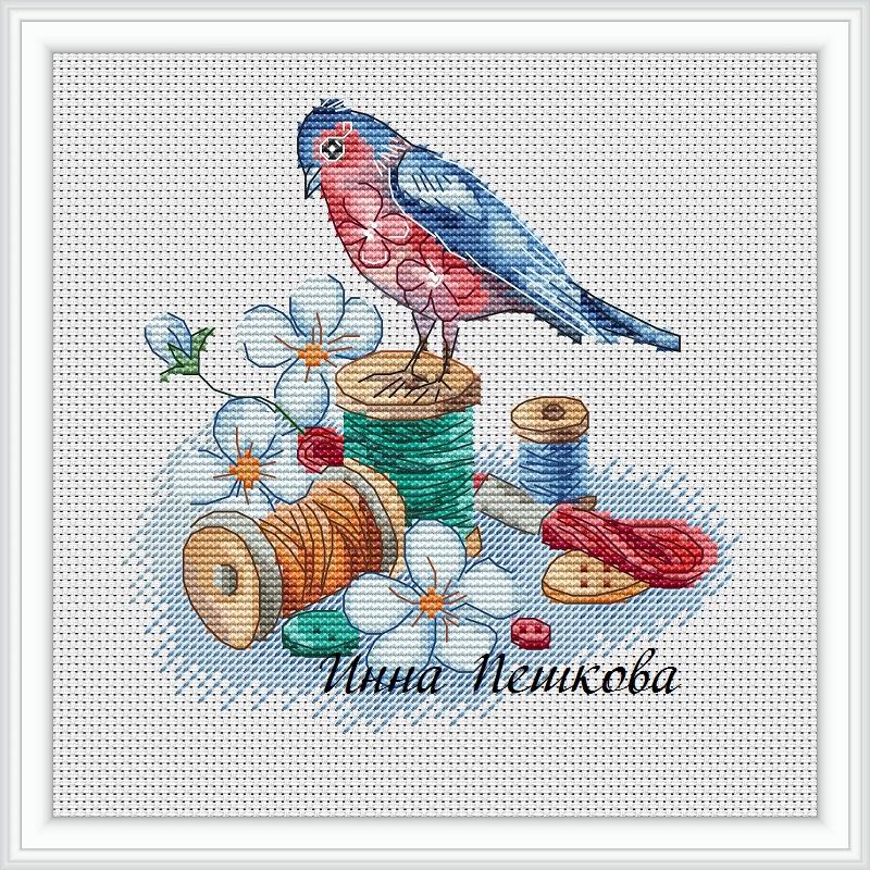 Схема для вышивки крестом "Пернатая швея"