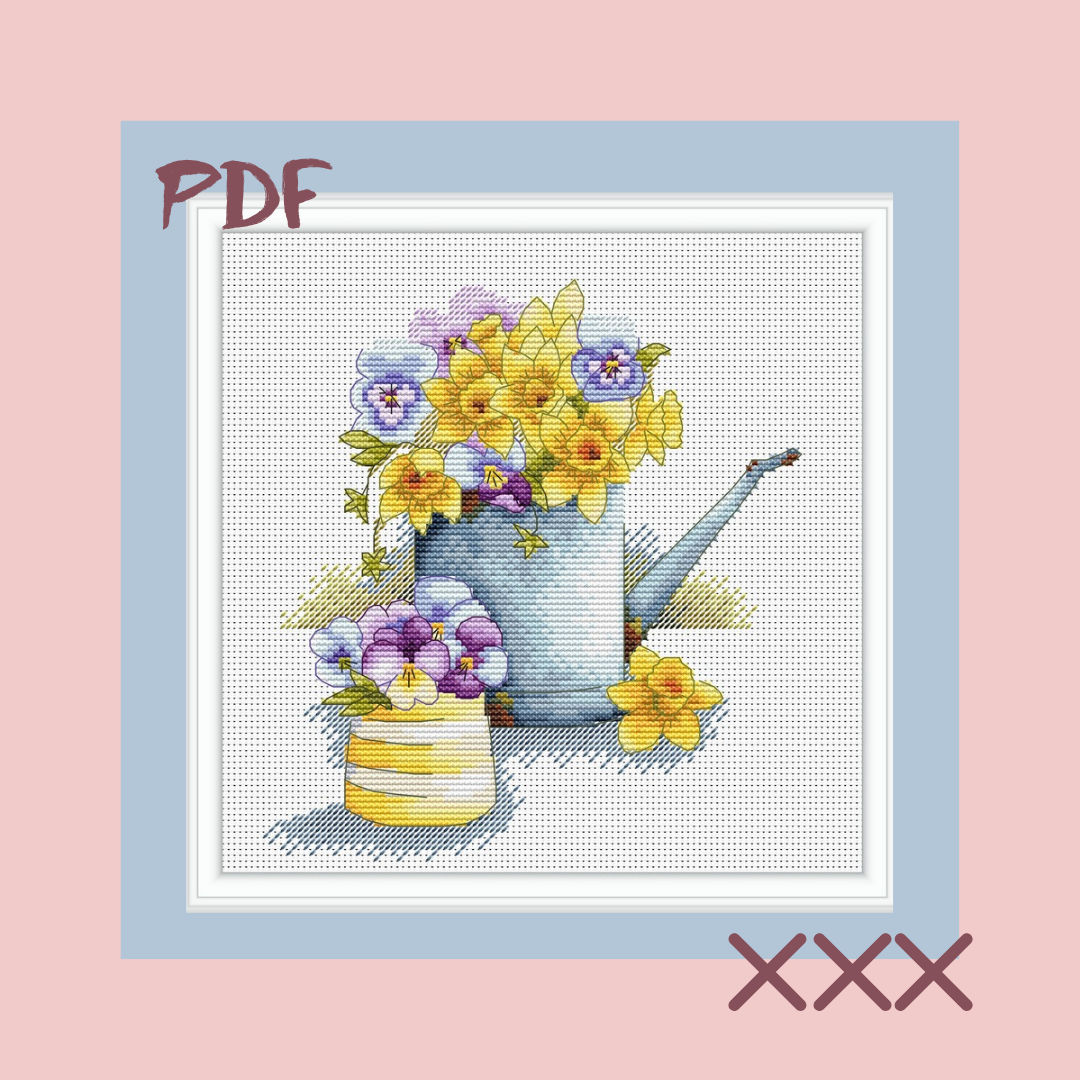 Схема для вышивки крестом "Букет с лейкой"