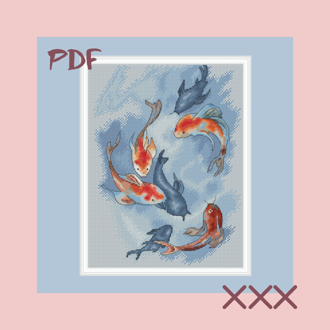 Схема для вышивки крестом "Карпы"