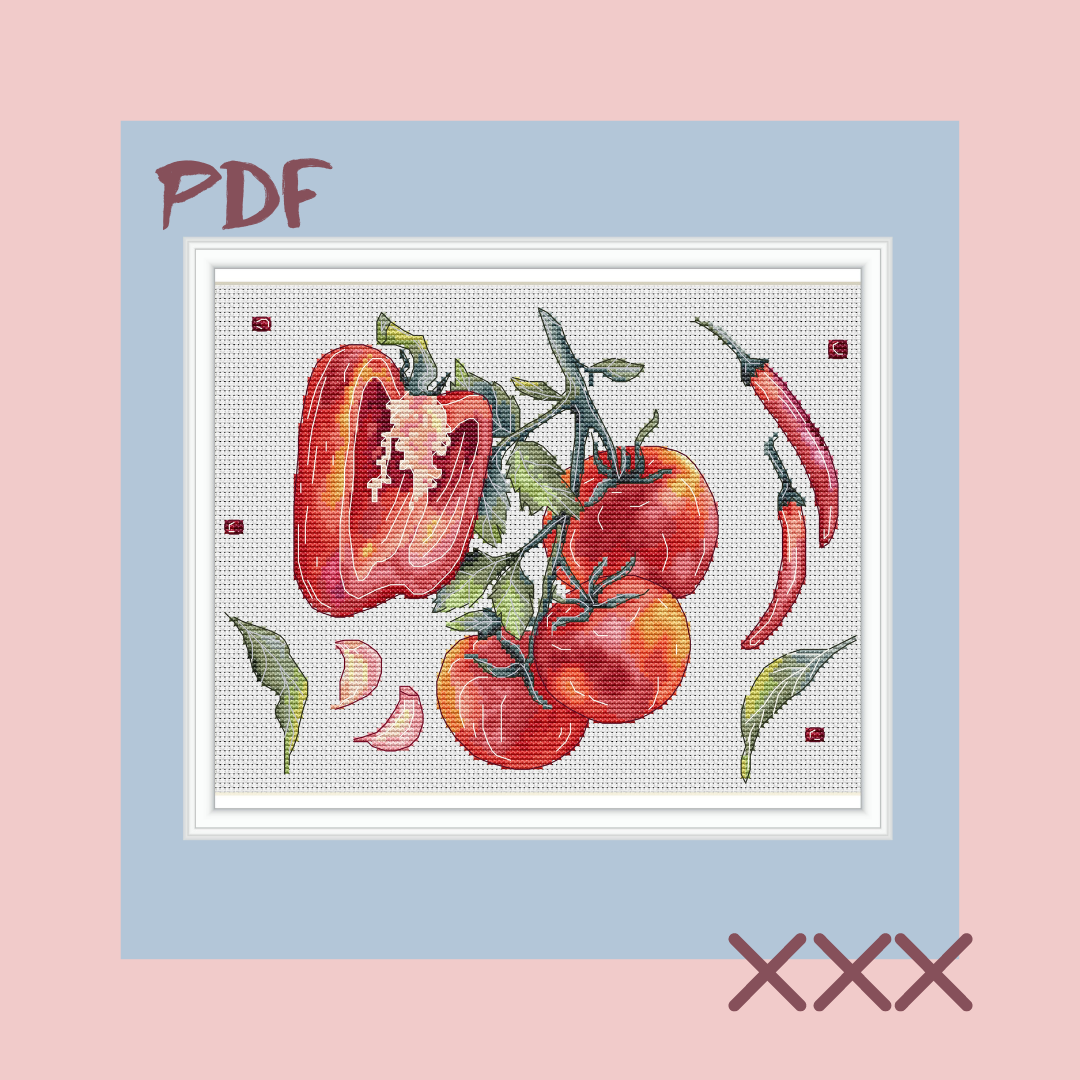Схема для вышивки крестом "Перец и томат"
