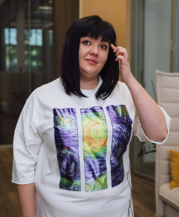 Платье-футболка оверсайз "Ван Гог - Звездная Ночь"