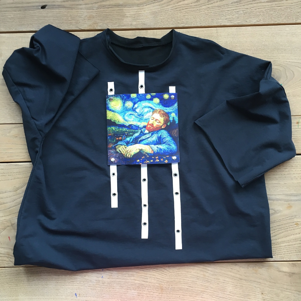 Футболка-трансформер оверсайз "По мотивам Ван Гога - Звездная ночь"