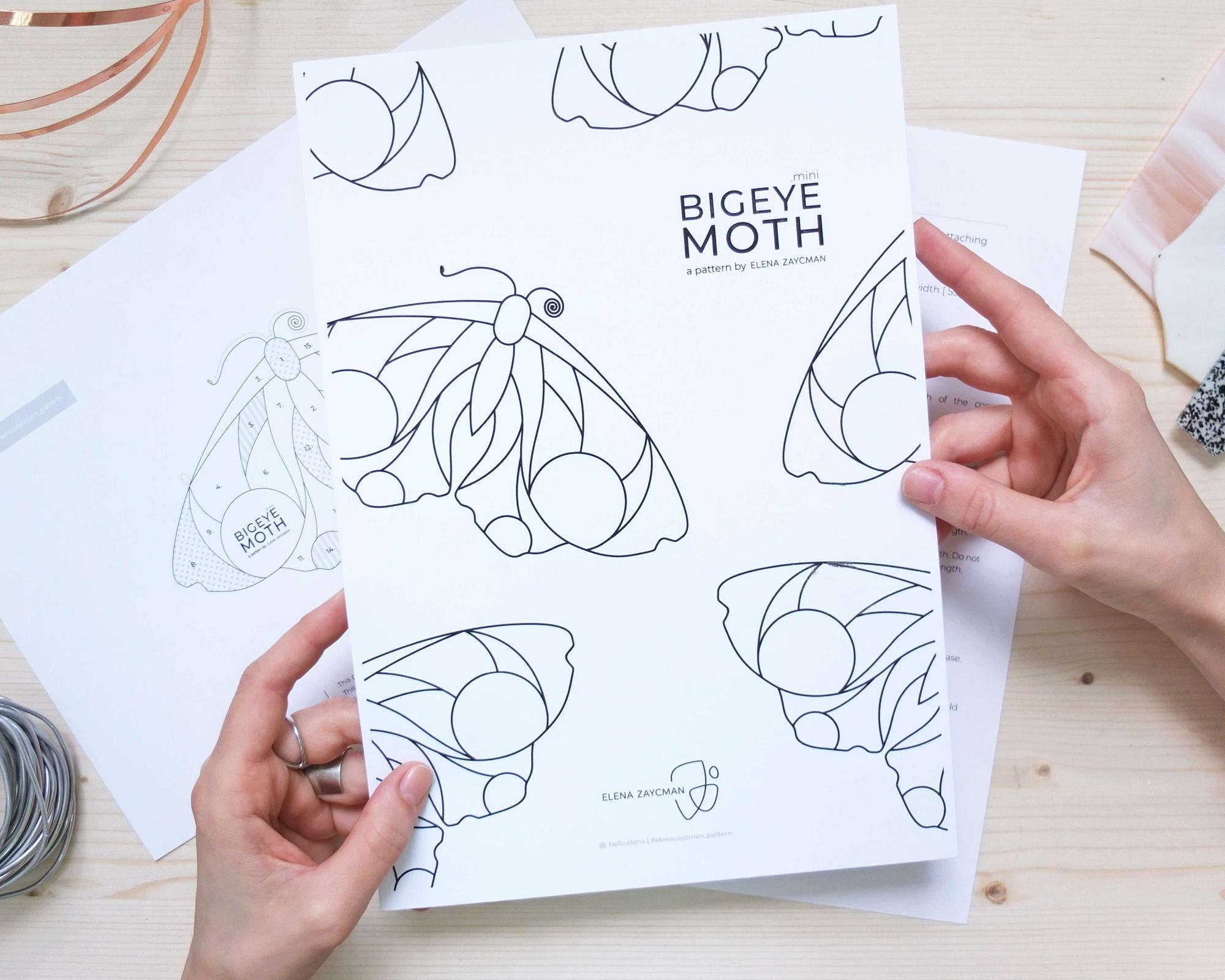 BIGEYE MOTH .mini | Stained Glass Pattern