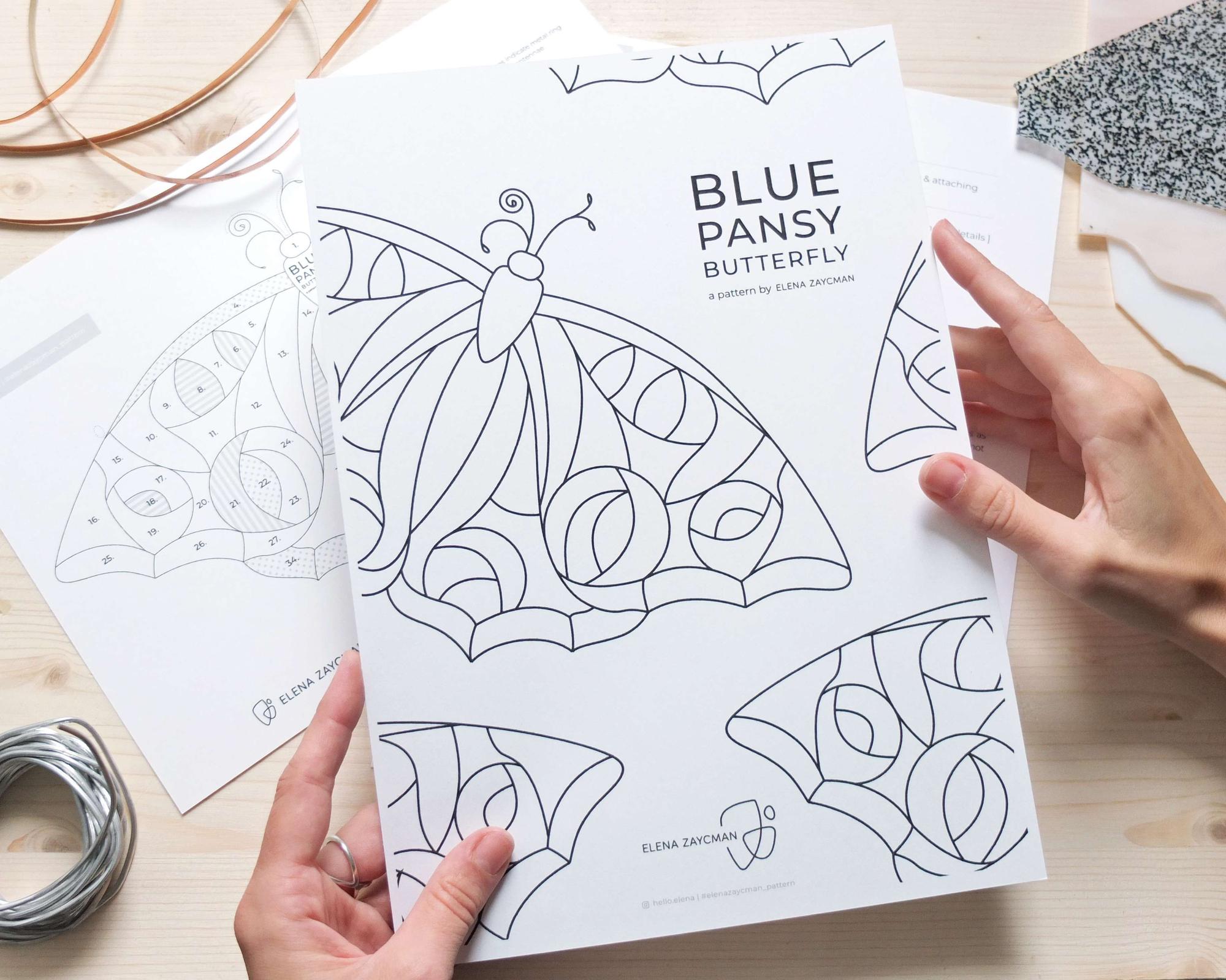 BLUE PANSY BUTTERFLY | Stained Glass Pattern