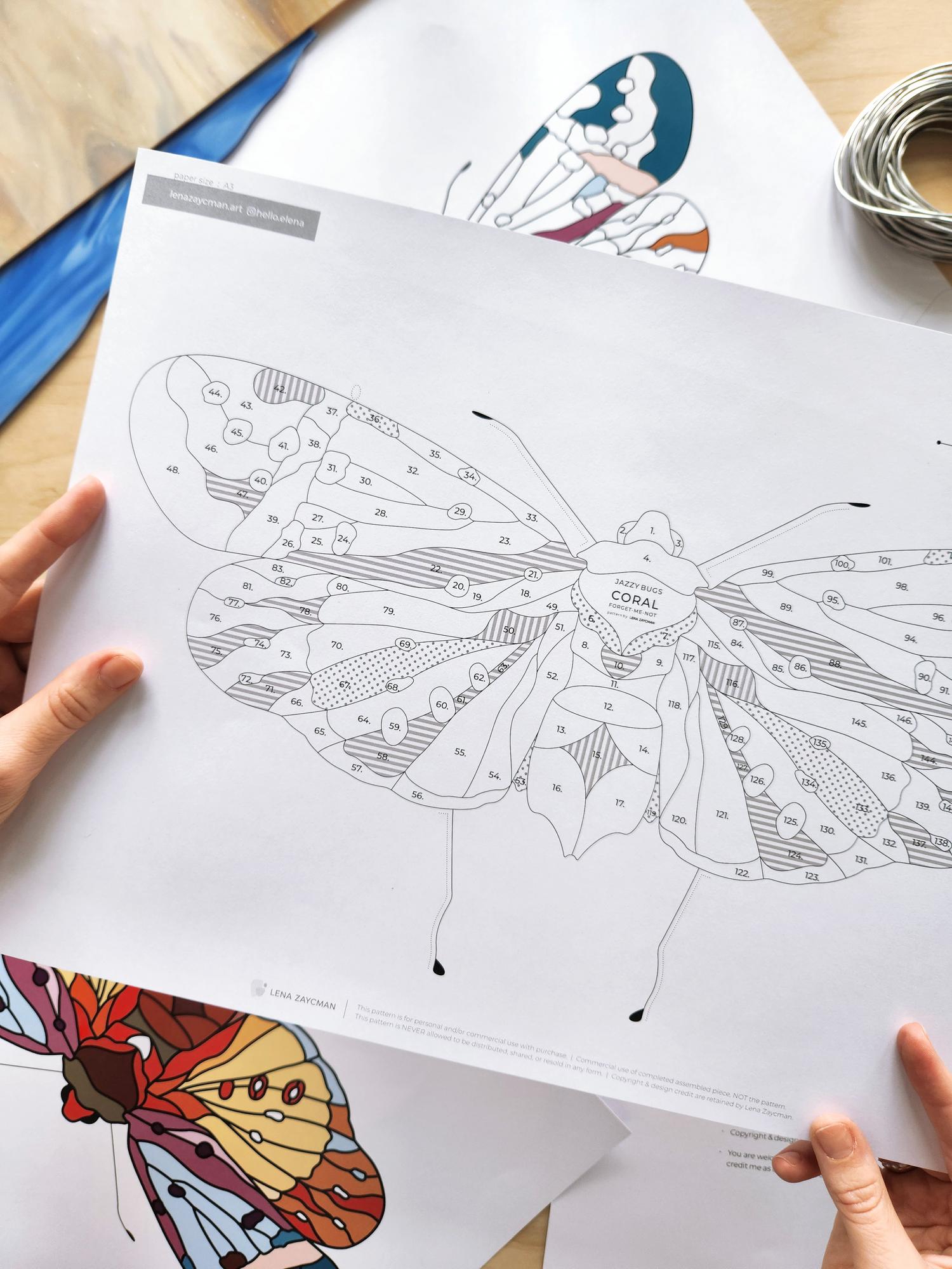 CORAL FORGET-ME-NOT | Stained Glass Pattern