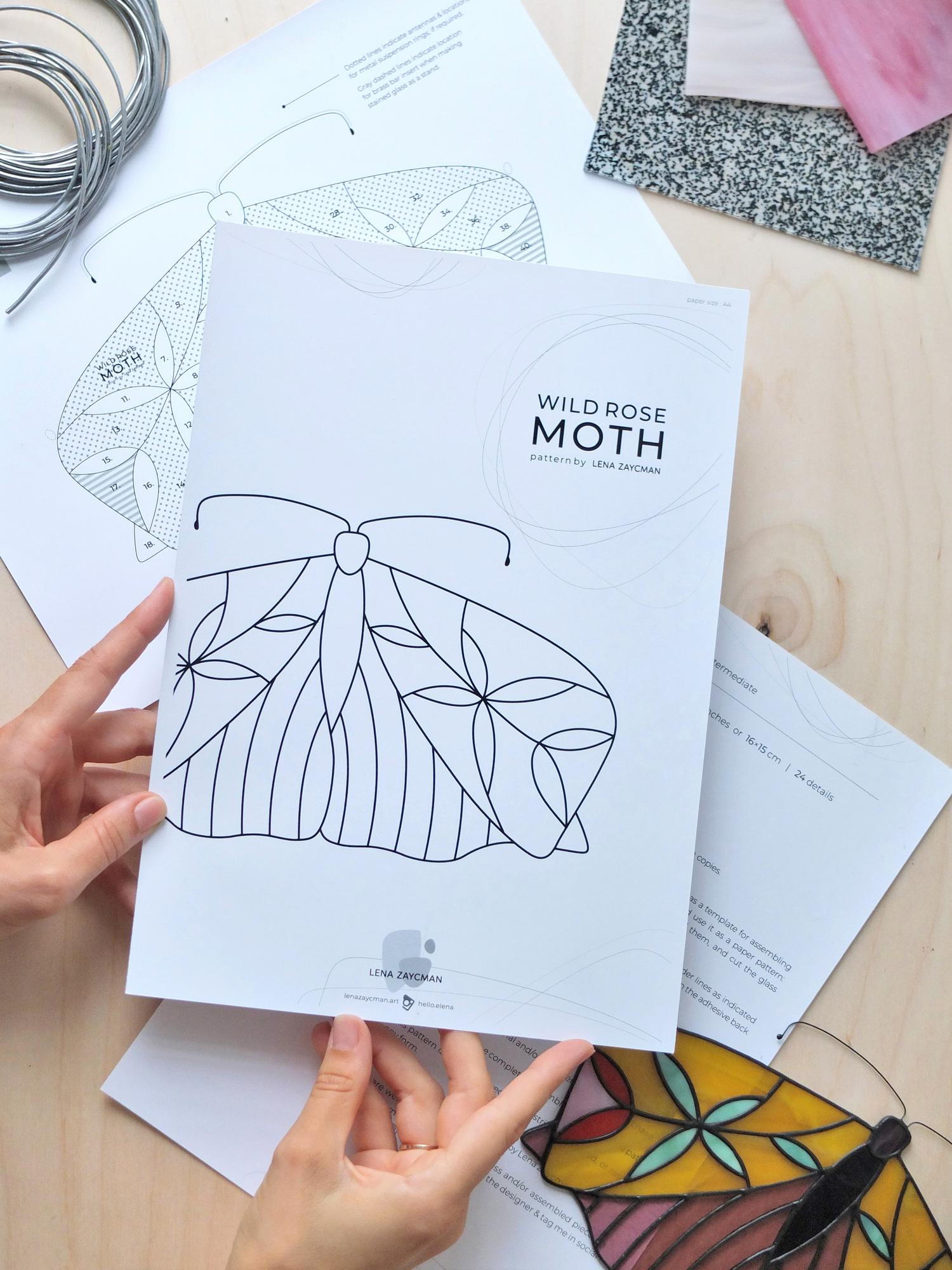 WILD ROSE MOTH | Stained Glass Pattern