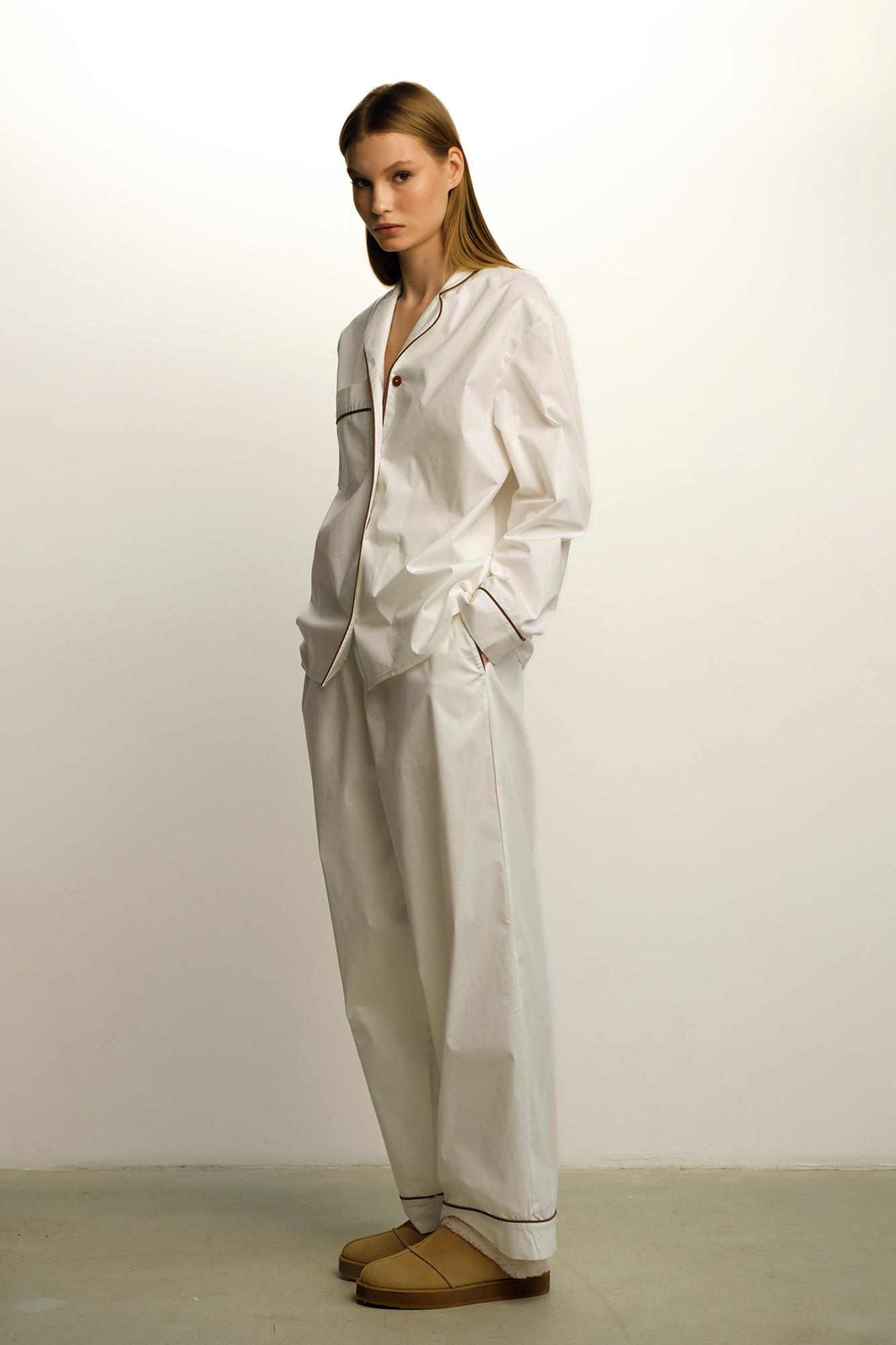 Молочный пижамный комплект с кантом FOR BEST MAMA