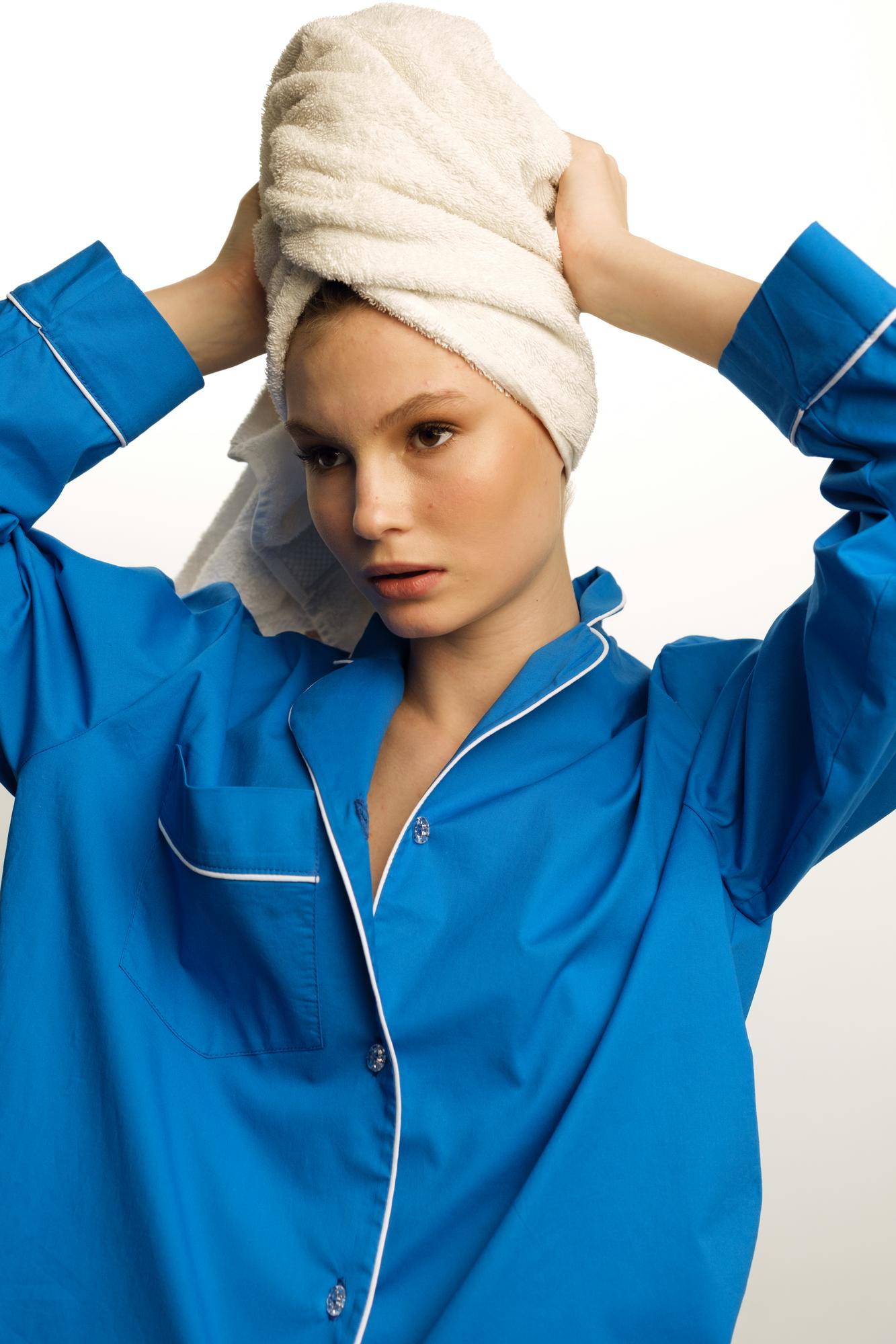 Лазурный пижамный комплект с кантом