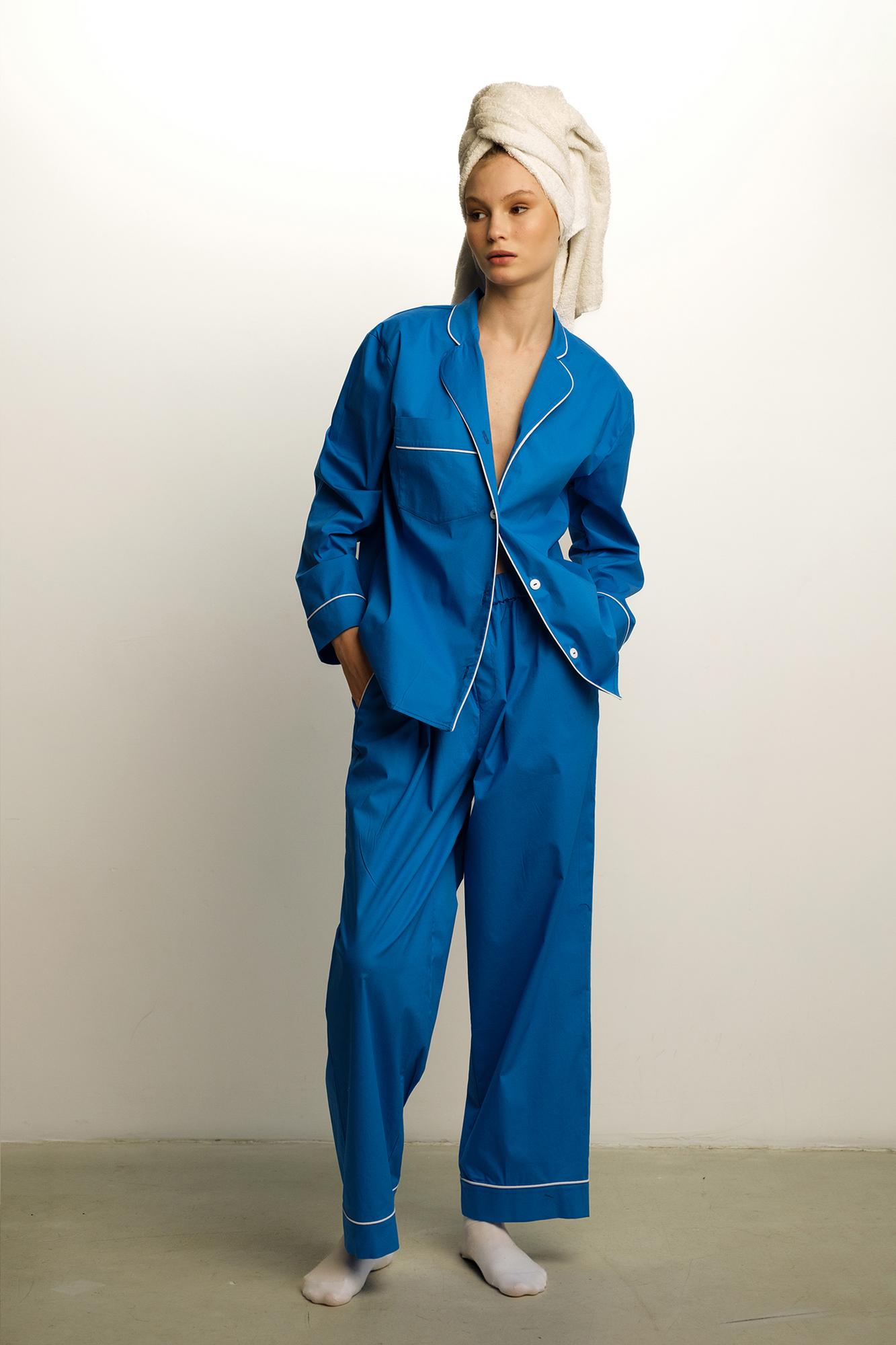 Лазурный пижамный комплект с кантом FOR BEST MAMA