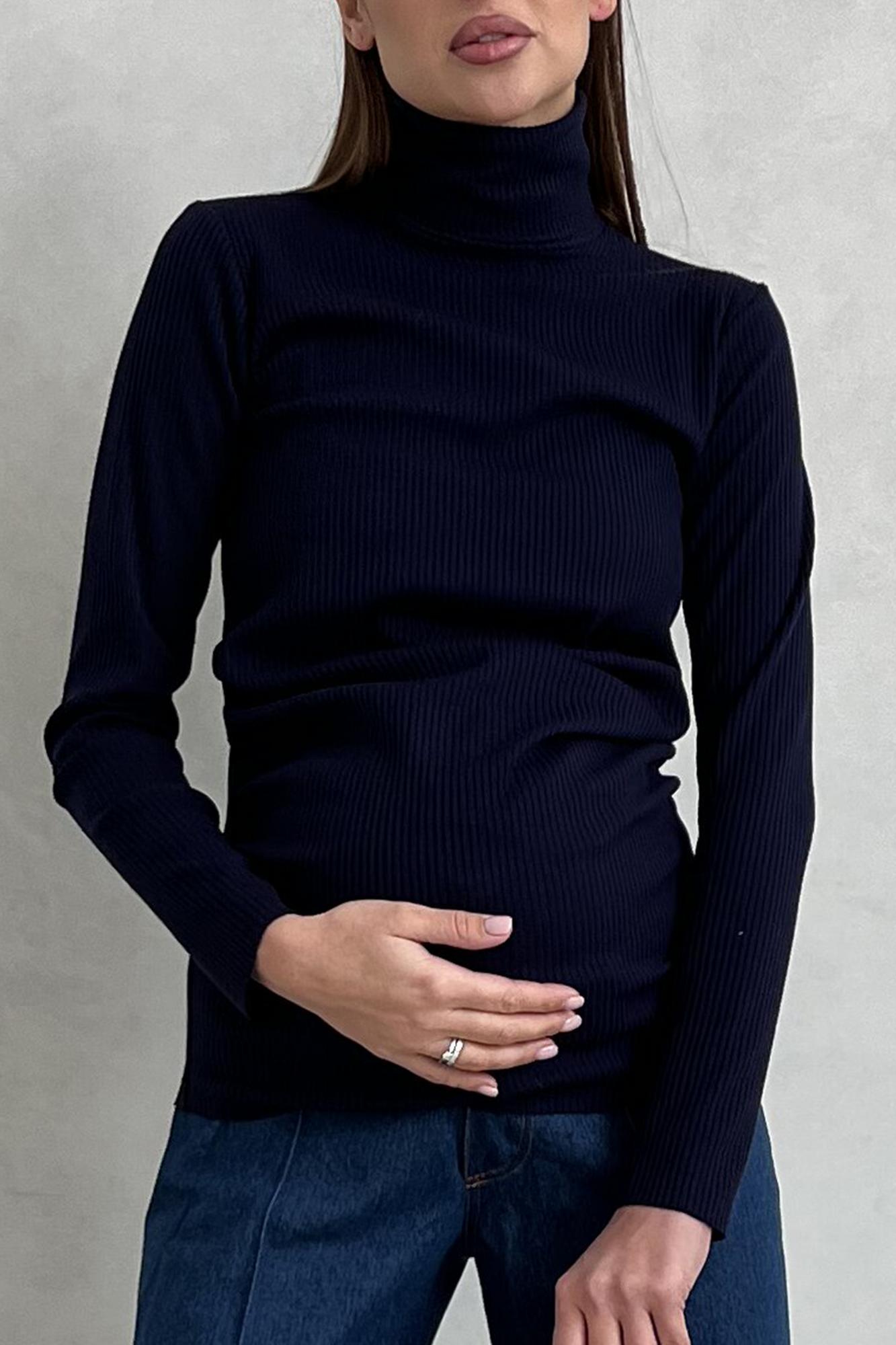 Утепленная водолазка для беременных синего цвета FOR BEST MAMA