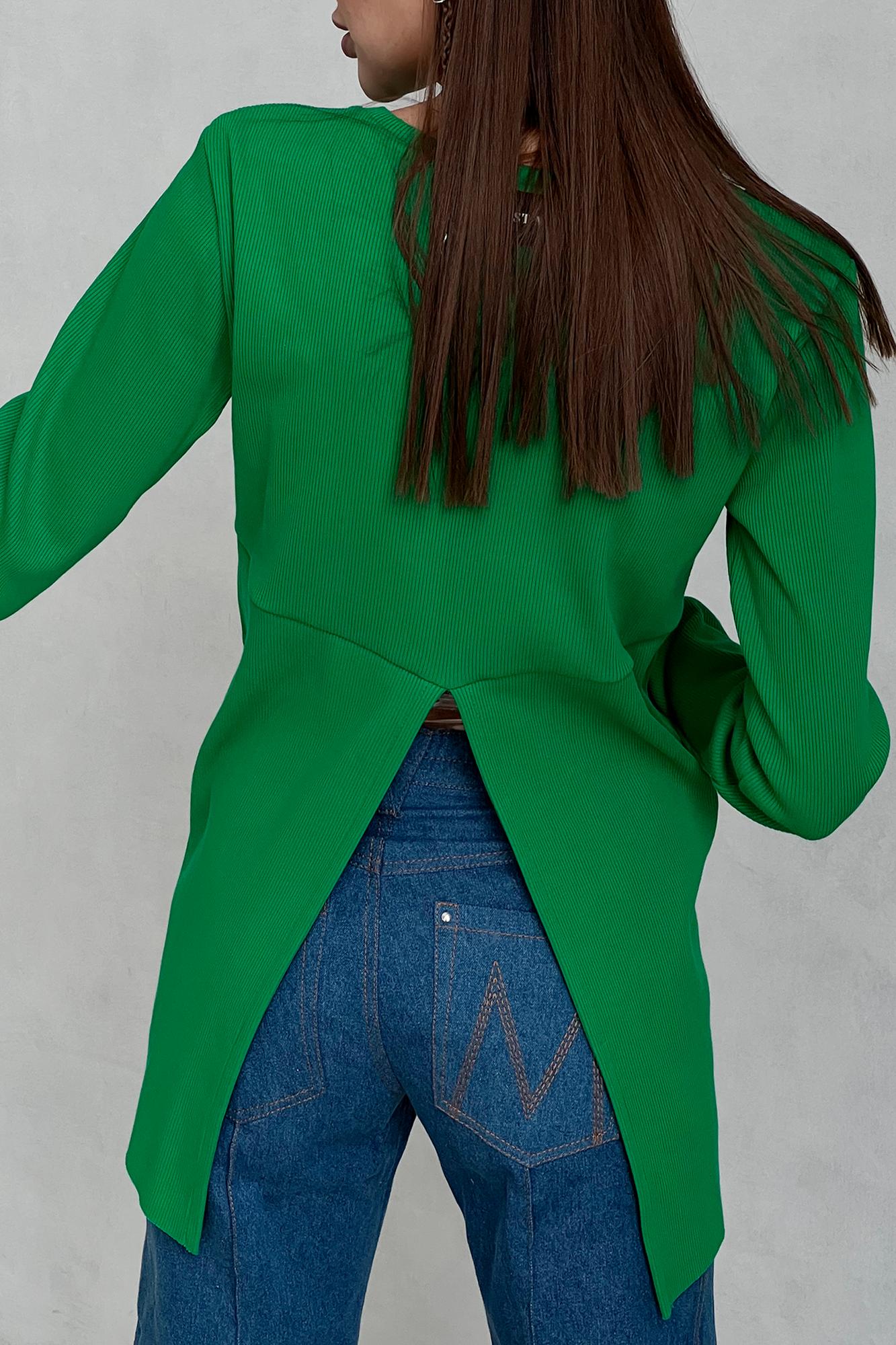 Зеленый лонгслив с секретом для кормления «в рубчик» FOR BEST MAMA