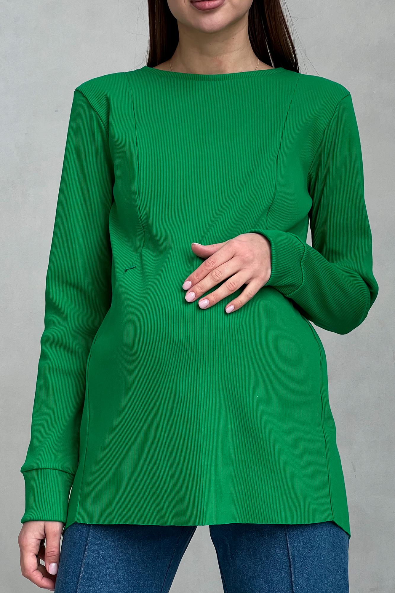 Зеленый лонгслив с секретом для кормления «в рубчик» FOR BEST MAMA